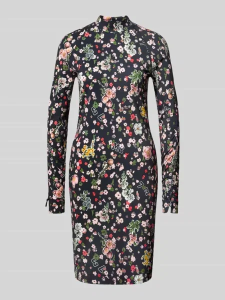 Sukienka midi o kroju slim fit ze stójką Marc Cain granatowa