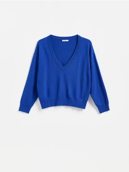 Reserved Sweter z domieszką wełny niebieski