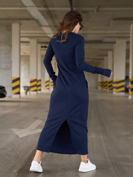 Сукня максі ISSA Plus темно-синій ангора синя