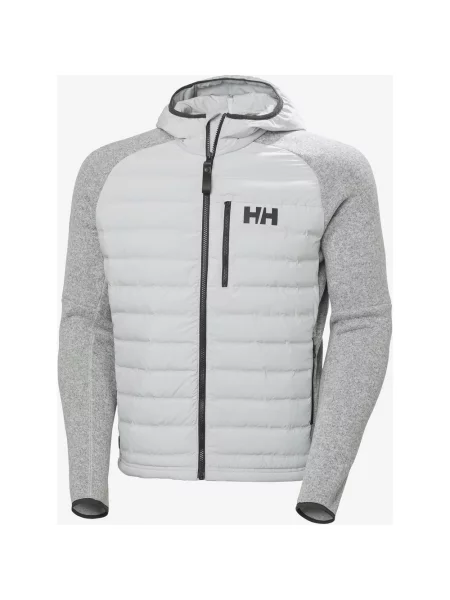 Kurtka z kapturem Helly Hansen Skagen Hybrid Knit jasnoszary S biały