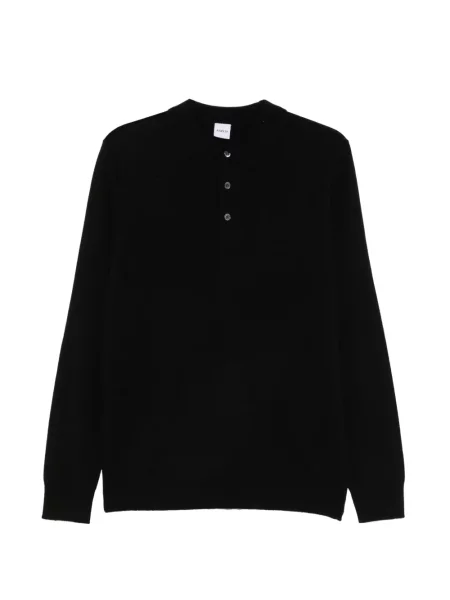 Tricou polo Aspesi din cașmir negru