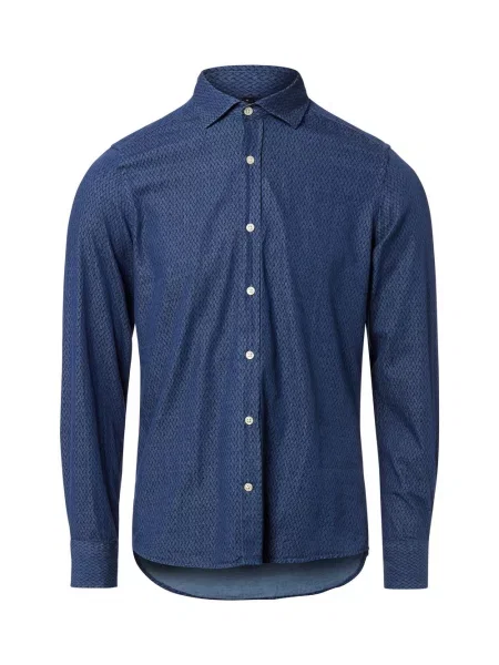 Finshley & Harding Koszula Mężczyźni Slim Fit wzorzysty M niebieski