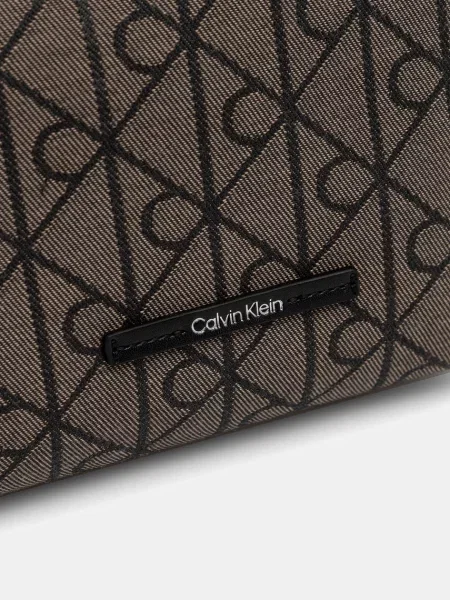 Calvin Klein Táska Emblem Aop Jacquard Tote W/Pouch Khaki bézs