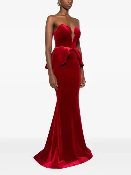 Cu peplum rochie maxi Cristallini de costum roșu