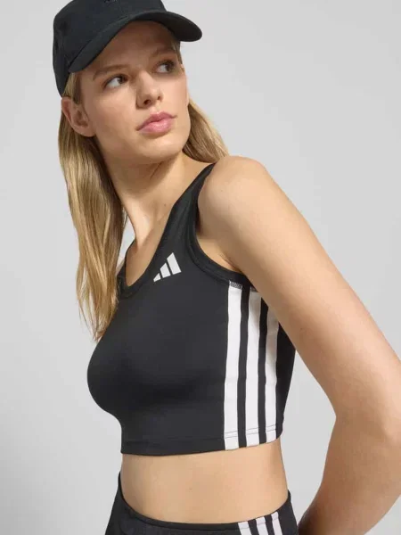 Krótki top Adidas Performance z nadrukiem czarny