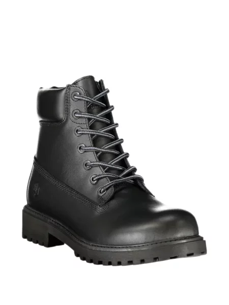 Botine Lumberjack cu șireturi din piele negru