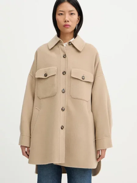 Weekend Max Mara jachetă cămașă cu lână LASER bej