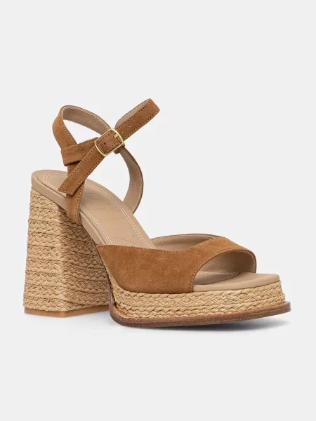 Souliers Martinez sandale cu din piele întoarsă GRACIA maro