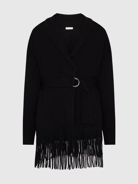Кардиган із кашеміру з бахромою Brunello Cucinelli чорний