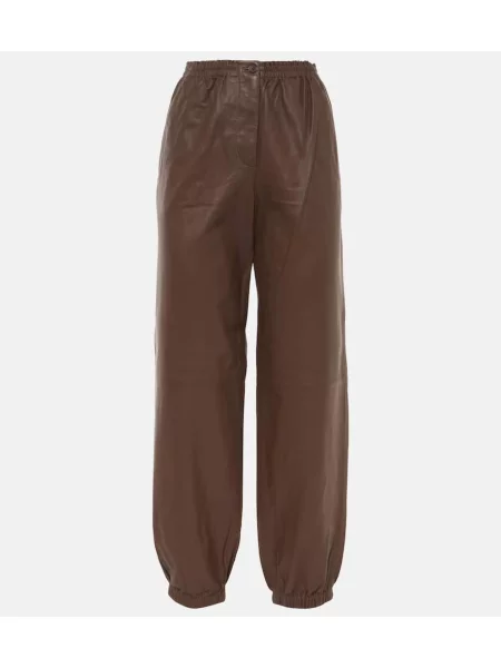 Pantaloni sport Joseph din piele maro