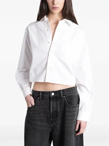 Decupat cămașă Alexander Wang cu broderie alb