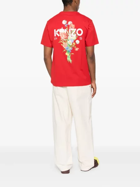 Tricou Kenzo cu model floral cu imagine cu decolteu rotund roșu