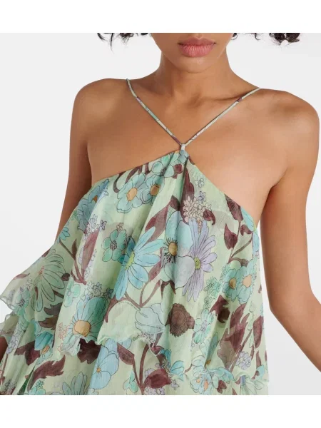 Rochie maxi Stella Mccartney de mătase cu imagine de costum