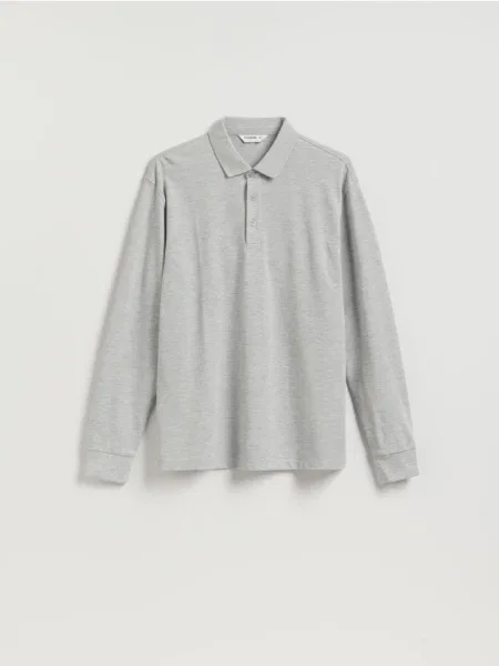 Поло Reserved с длинным рукавом серое