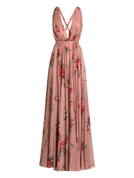 Rochie Dolce & Gabbana cu model floral cu imagine de costum roz