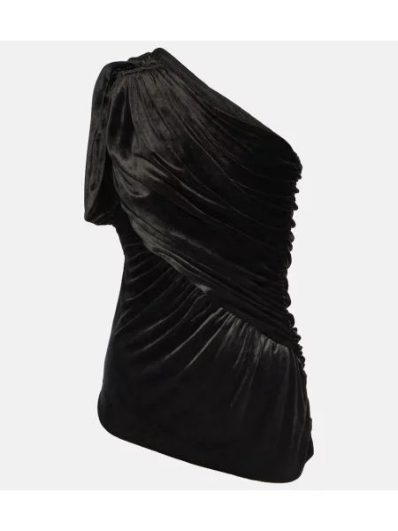 Top Rick Owens de catifea cu un umăr gol negru