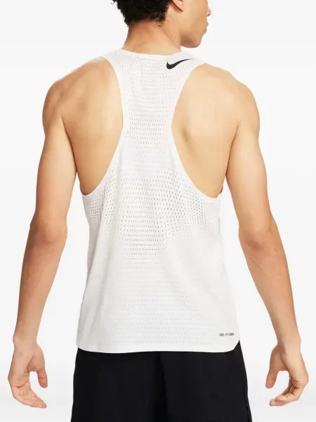 Top sport Nike din fleece plisat fără mâneci alb