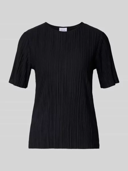 T-shirt z plisami model ‘PLISA’ Vila czarna
