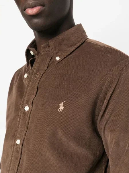 Polo majica Polo Ralph Lauren s V-izrezom smeđa