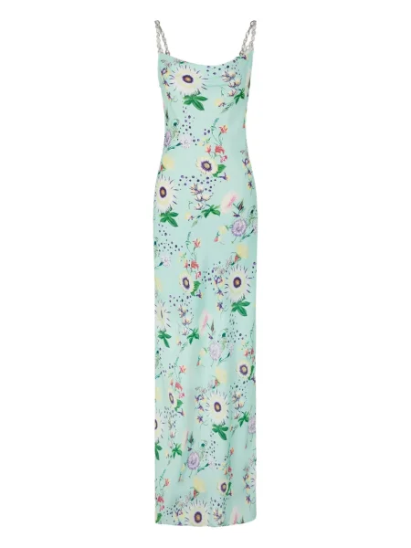Rochie Rabanne cu model floral de costum verde