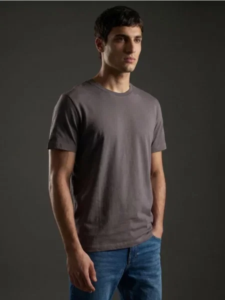 Sinsay slim fit tričko s krátkým rukávem fialová
