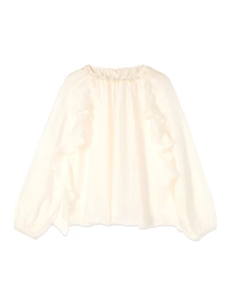 Lniana bluzka Oltre z falbankami biała
