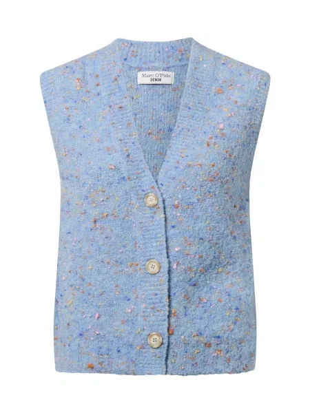 Marc O'Polo Denim kamizelka z dzianiny Kobiety wełna ze strzyży niebieski|wielokolorowy wzorzysty S niebieska