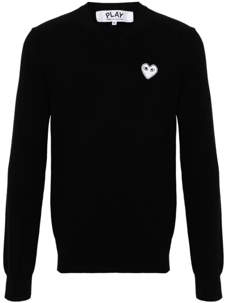 Pulover Comme Des Garcons Play de lână cu motiv cu inimi negru