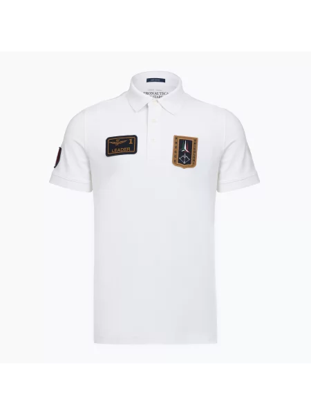Tricou pentru bărbați Aeronautica Militare Polo off white alb