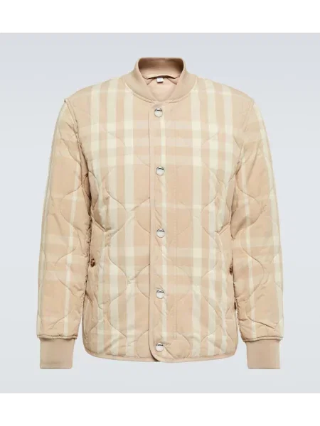 Kostkovaná prošívaná bomber bunda Burberry béžová