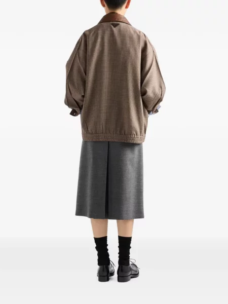 Geacă Prada de lână cu model pepito maro