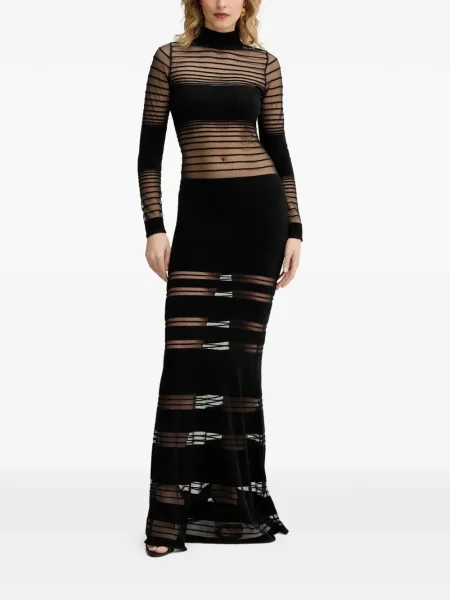 Maksi sukienka maxi Retrofete w paski garniturowa czarna