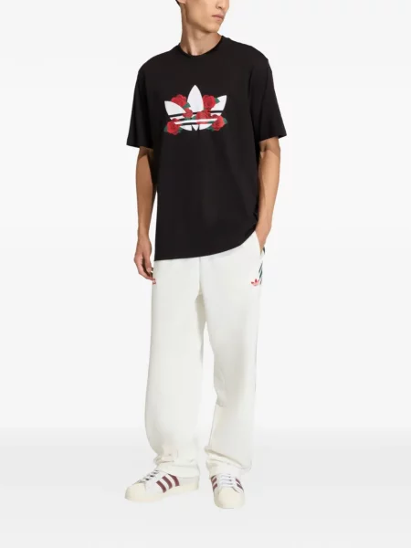 Ριγέ μπλούζα Adidas με κέντημα από διχτυωτό μαύρο