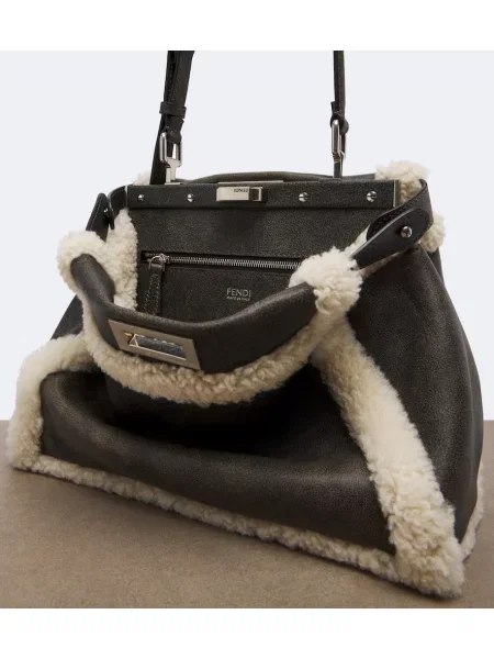 Geantă shopper Fendi din piele gri