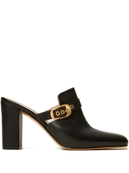 Papuci tip mules Twinset din piele cu cataramă negru