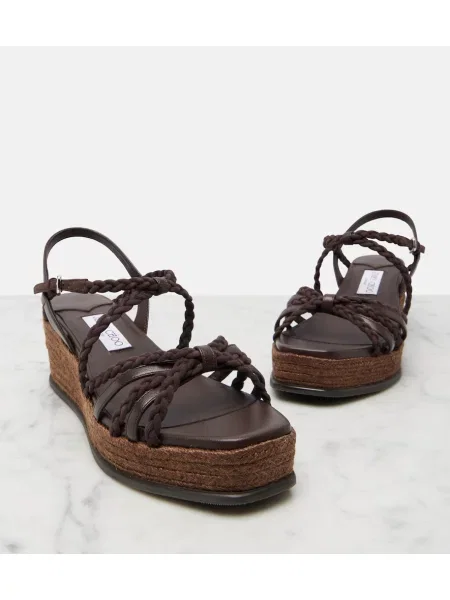 Espadrile Jimmy Choo din piele de căprioară țesuți maro