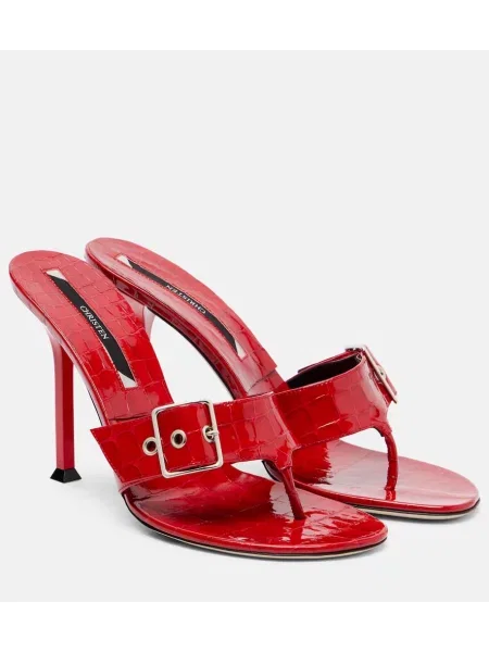 Usnjene lakirane mules Christen rdeča