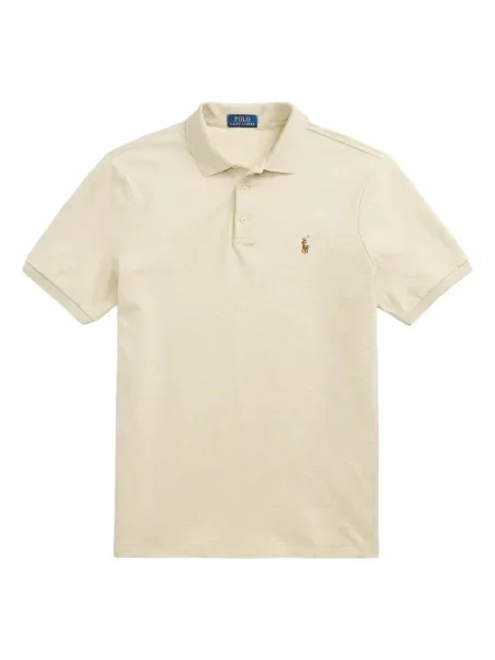 Tricou Polo Ralph Lauren din piele cu broderie în carouri maro