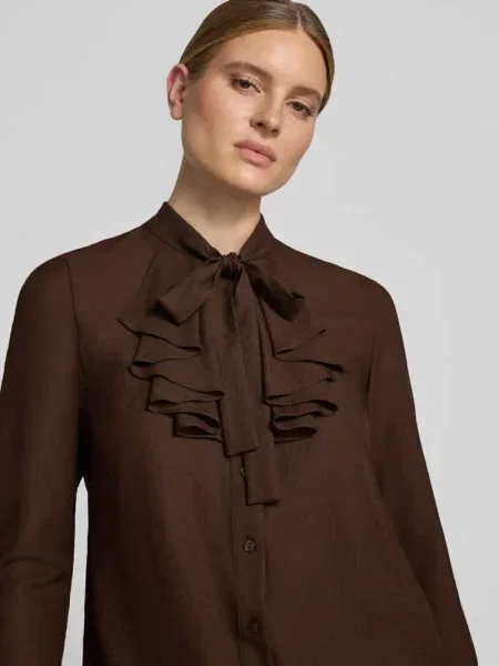 Bluzka z wiązaniem pod szyją z falbanami o kroju regular fit Christian Berg Woman Selection