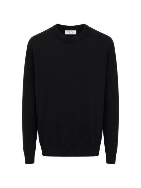 Lung pulover The Pull cu decolteu rotund negru