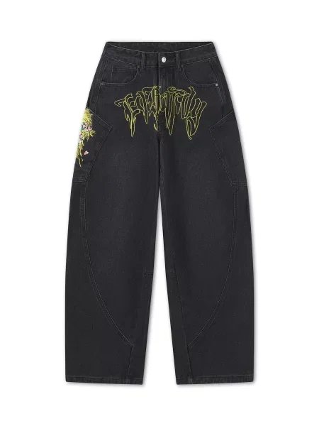 Ed Hardy Jeans Gothic Skull azur / galben / rosé / denim negru