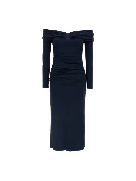 Sukienka midi Carolina Herrera do kolan z odkrytymi ramionami niebieska