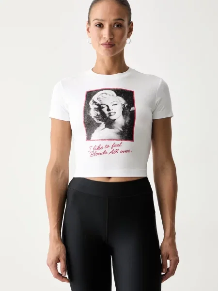 Oříznuté top Guess bílý