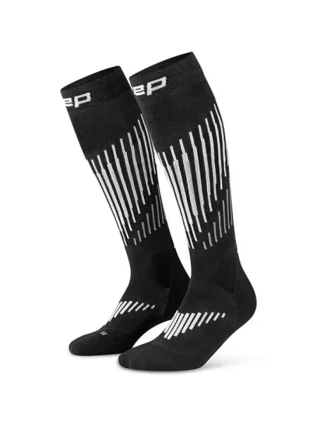 Długie skarpety kompresyjne dla kobiet z wełną Merino Core Run CEP białe
