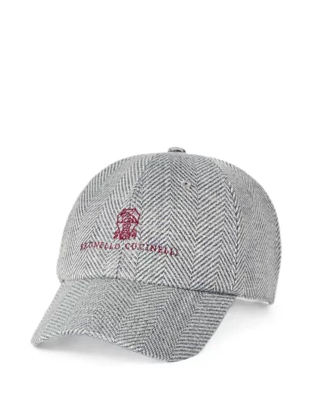 Șapcă Brunello Cucinelli cu broderie de lână albastru
