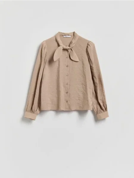 Reserved Cămașă din amestec de modal bej