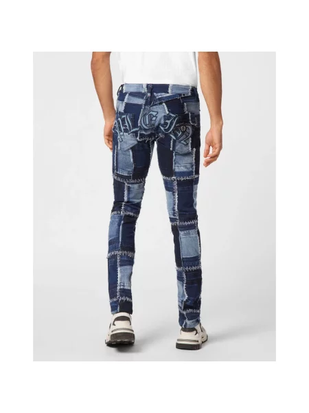 Jeansy straight leg Philipp Plein niebieskie