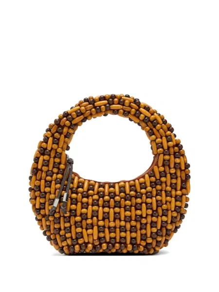 Torebka Staud z koralikami brązowa