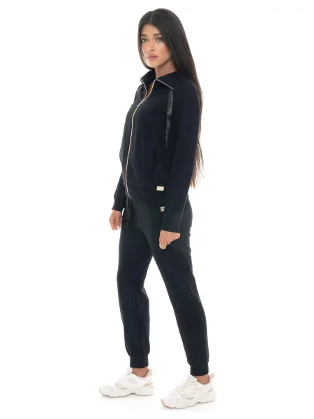 Bluza zimowa Chic Tones z zamkiem błyskawicznym i wysokim kołnierzem czarna
