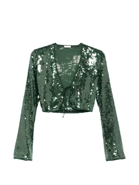 Top Oseree cu paiete cu legături verde